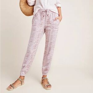 by Anthropologie Orana Printed Joggers Size Medium Pink Snake Print Pants
